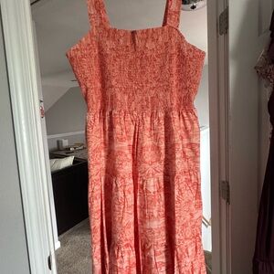 Lane Bryant Coral Print Midi Dress